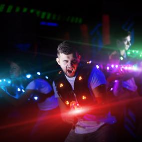 Action laser game for stag groups in Dusseldorf.